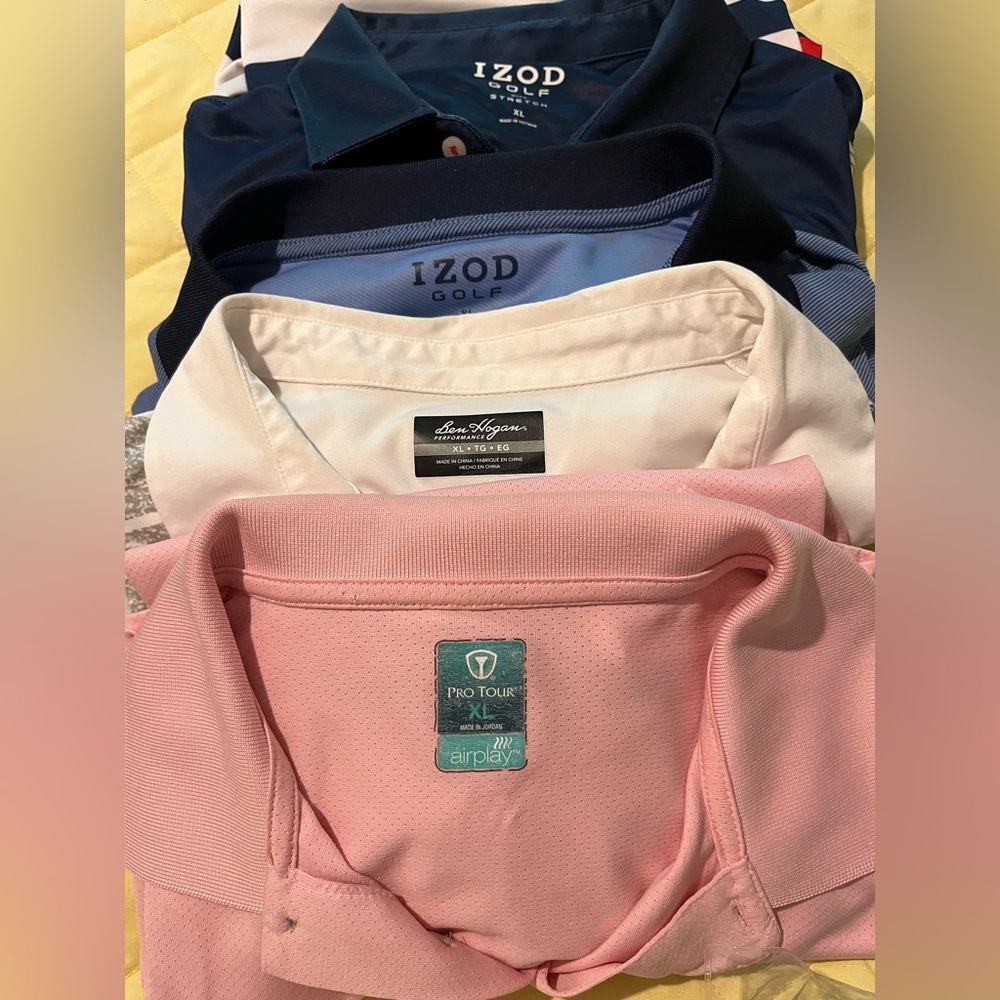 Asst  1 Izod, Ben Hogan, ProTour golf shirts size XL